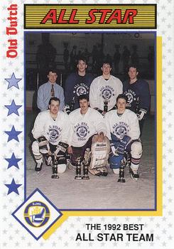 1991-92 Air Canada/Old Dutch SJHL All-Stars #47 Kevin Dickie / Mike Matteucci / Kory Karlander / Kim Maier / Darren Opp / Richard Nagy / Mark Scollan Front