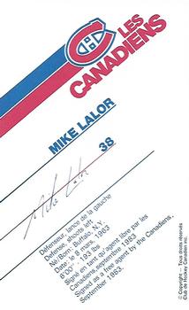 1986-87 Montreal Canadiens #NNO Mike Lalor Back