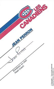 1986-87 Montreal Canadiens #NNO Jean Perron Back