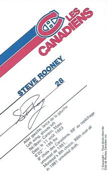 1986-87 Montreal Canadiens #NNO Steve Rooney Back