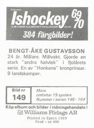 1969-70 Williams Ishockey (Swedish) #149 Bengt-Ake Gustavsson Back