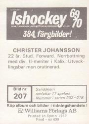 1969-70 Williams Ishockey (Swedish) #207 Christer Johansson Back