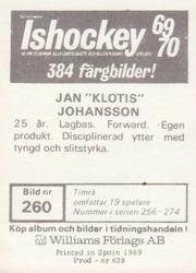 1969-70 Williams Ishockey (Swedish) #260 Jan Johansson Back