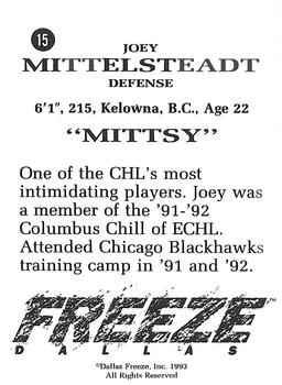 1992-93 Dallas Freeze (CHL) #NNO Joey Mittelsteadt Back