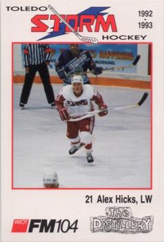1992-93 Toledo Storm (ECHL) #9 Alex Hicks Front