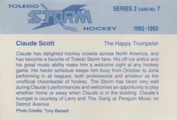 1992-93 Toledo Storm (ECHL) Series 2 #7 Claude Scott Back