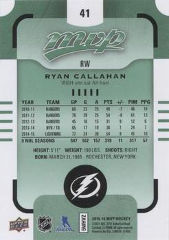 2015-16 Upper Deck MVP - Green (e-Pack) #41 Ryan Callahan Back
