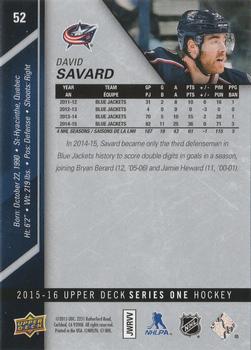 2015-16 Upper Deck - Silver Foilboard #52 David Savard Back
