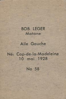 1952-53 Bedard & Donaldson (Bas Du Fleuve) LSLHL #58 Bob Leger Back