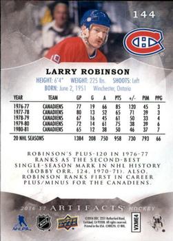 2016-17 Upper Deck Artifacts #144 Larry Robinson Back