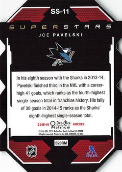 2015-16 O-Pee-Chee Platinum - Superstars Die Cuts #SS-11 Joe Pavelski Back