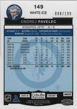 2015-16 O-Pee-Chee Platinum - White Ice #149 Ondrej Pavelec Back