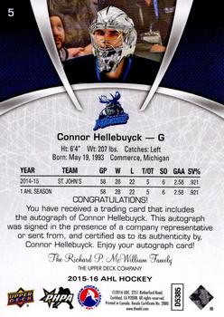 2015-16 Upper Deck AHL - Autographs #5 Connor Hellebuyck Back