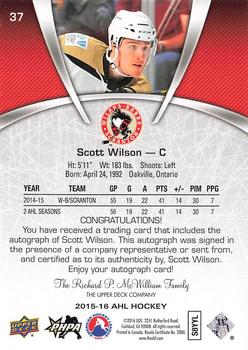 2015-16 Upper Deck AHL - Autographs #37 Scott Wilson Back