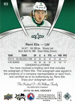 2015-16 Upper Deck AHL - Autographs #93 Remi Elie Back