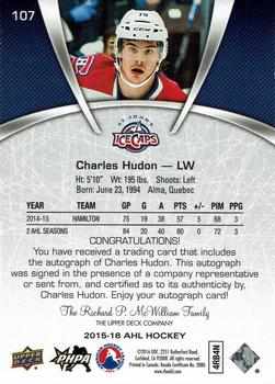 2015-16 Upper Deck AHL - Autographs #107 Charles Hudon Back
