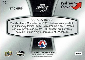 2015-16 Upper Deck AHL - Wordmark Logo Stickers #15 Ontario Reign Back