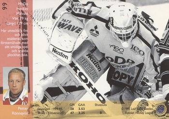 1995-96 Leaf Elit Set (Swedish) #99 Petter Rönnquist Back