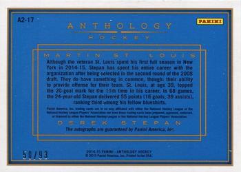 2015-16 Panini Anthology - Anthology Dual Autograph #A2-17 Martin St. Louis / Derek Stepan Back