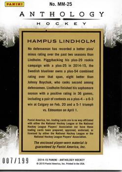 2015-16 Panini Anthology - Massive Materials #MM-25 Hampus Lindholm Back