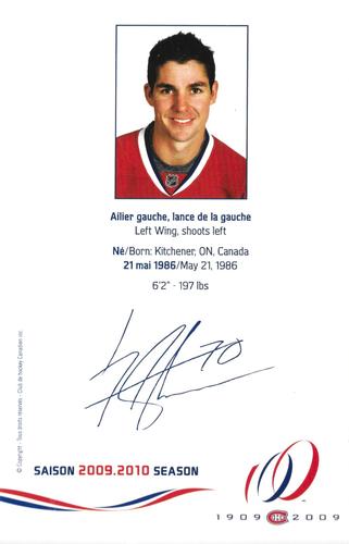 2009-10 Montreal Canadiens Postcards #NNO Gregory Stewart Back