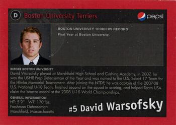 2008-09 Boston University Terriers (NCAA) #NNO David Warsofsky Back