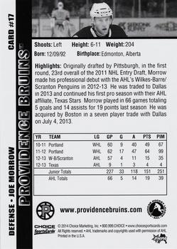 2013-14 Choice Providence Bruins (AHL) #17 Joseph Morrow Back