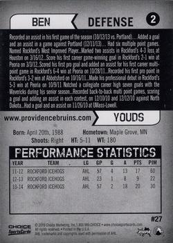 2014-15 Choice Providence Bruins (AHL) #27 Ben Youds Back