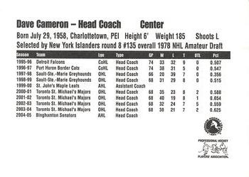 2004-05 Binghamton Senators (AHL) #NNO David Cameron Back
