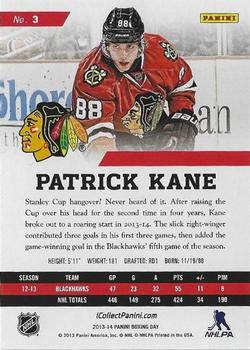 2013 Panini Boxing Day #3 Patrick Kane Back