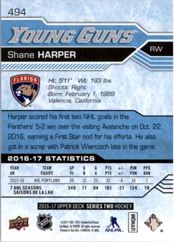 2016-17 Upper Deck #494 Shane Harper Back
