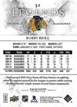 2015-16 Upper Deck Ice - 2015-16 Upper Deck Exquisite Collection #32 Bobby Hull Back