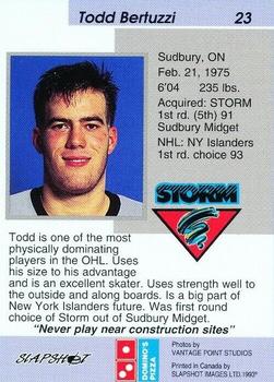 1993-94 Slapshot Guelph Storm (OHL) #23 Todd Bertuzzi Back