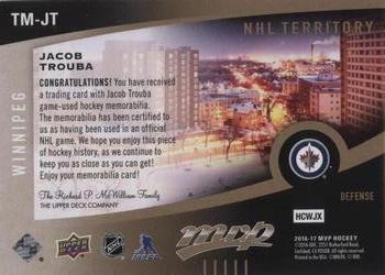 2016-17 Upper Deck MVP - NHL Territory Material #TM-JT Jacob Trouba Back
