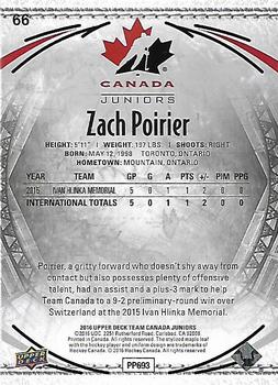 2016 Upper Deck Team Canada Juniors #66 Zach Poirier Back