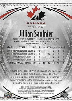 2016 Upper Deck Team Canada Juniors - Gold #6 Jillian Saulnier Back