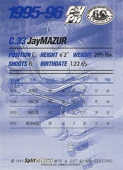 1995-96 SplitSecond Rochester Americans (AHL) #NNO Jay Mazur Back
