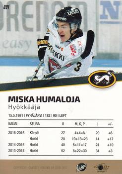 2016-17 Cardset Finland #091 Miska Humaloja Back