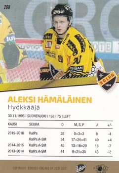 2016-17 Cardset Finland #260 Aleksi Hämäläinen Back