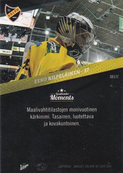 2016-17 Cardset Finland - Goaltender Moments #GM5 Eero Kilpeläinen Back