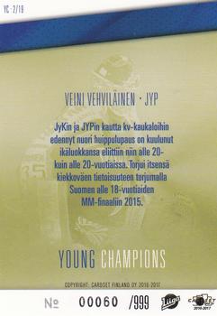 2016-17 Cardset Finland - Young Champions #YC2 Veini Vehviläinen Back