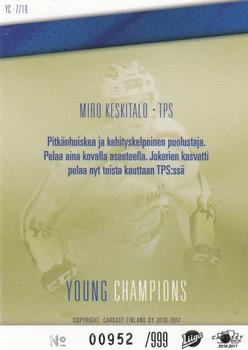 2016-17 Cardset Finland - Young Champions #YC7 Miro Keskitalo Back