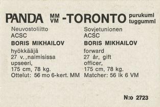 1972 Panda MM/VM-Toronto (Finnish/Swedish) #NNO Boris Mikhailov Back