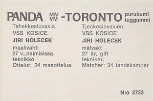 1972 Panda MM/VM-Toronto (Finnish/Swedish) #NNO Jiri Holecek Back