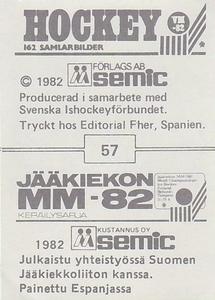 1982 Semic Hockey VM/Jaakiekon MM (Swedish/Finnish) Stickers #57 Alexei Kasatonov Back