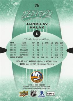2016-17 Upper Deck MVP - Green Script #25 Jaroslav Halak Back