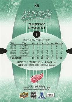2016-17 Upper Deck MVP - Green Script #36 Gustav Nyquist Back