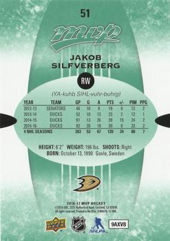 2016-17 Upper Deck MVP - Green Script #51 Jakob Silfverberg Back