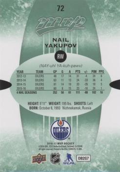 2016-17 Upper Deck MVP - Green Script #72 Nail Yakupov Back