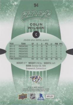 2016-17 Upper Deck MVP - Green Script #94 Colin Wilson Back